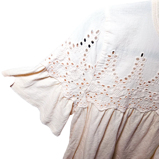 J.Crew Pink Embroidered Eyelet Blouse - Size S