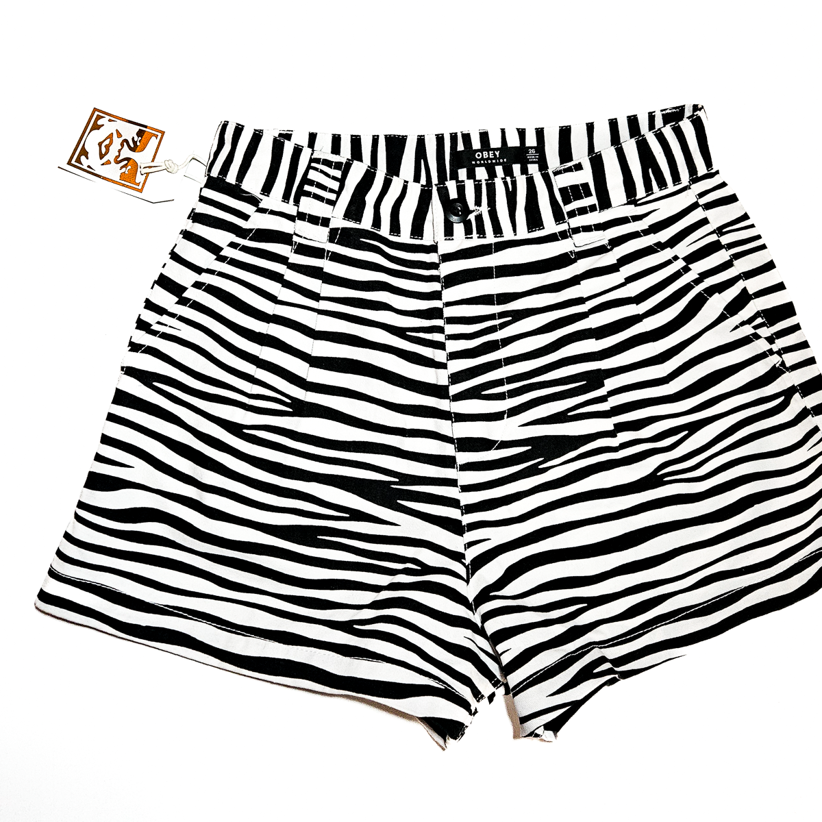 OBEY Zebra Pleated Shorts NWT - Size 26