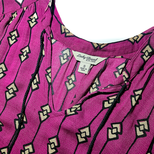 Lucky Brand Geometric Tassel Sleeveless Top - Size S