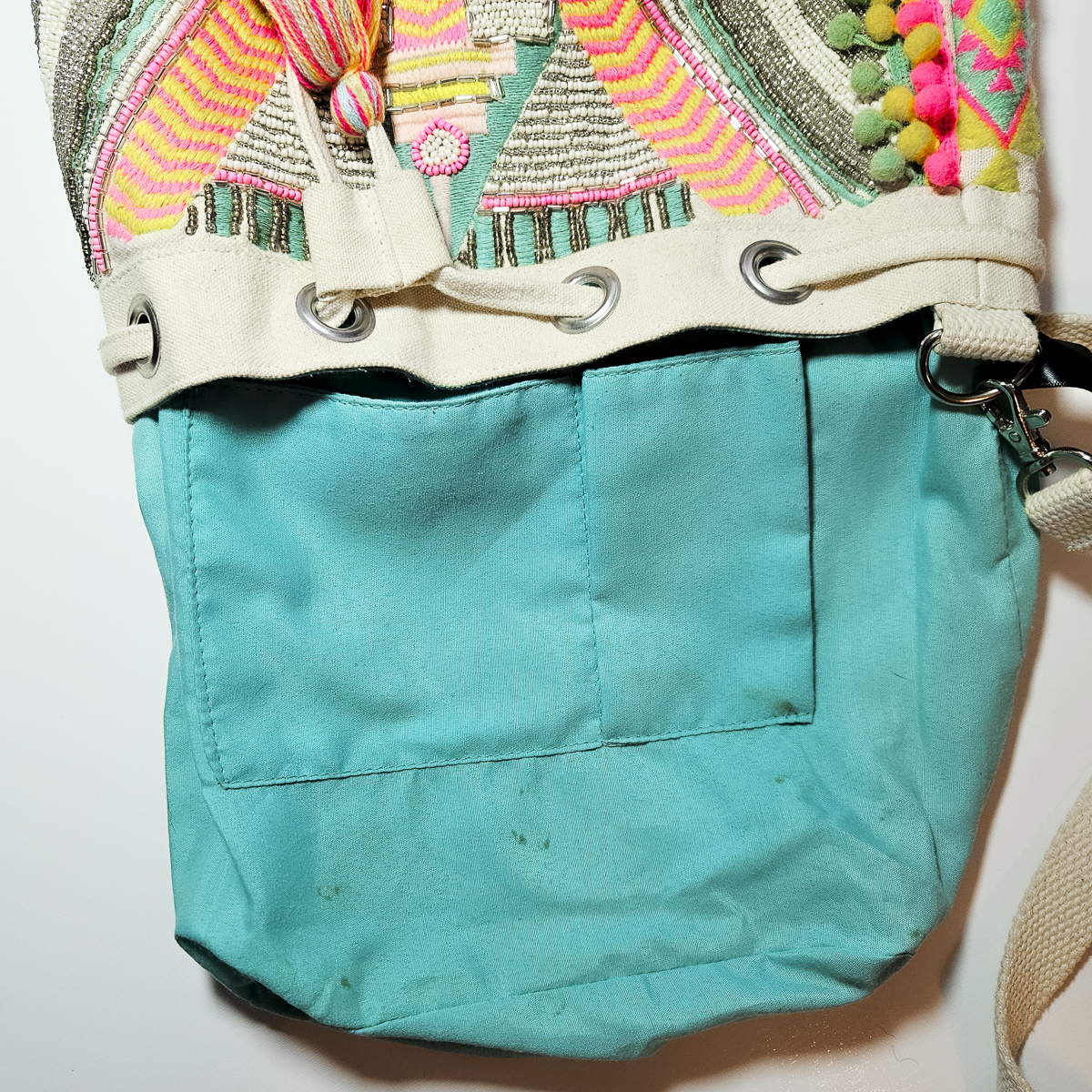 America and Beyond Hand Beaded Boho Bucket Bag