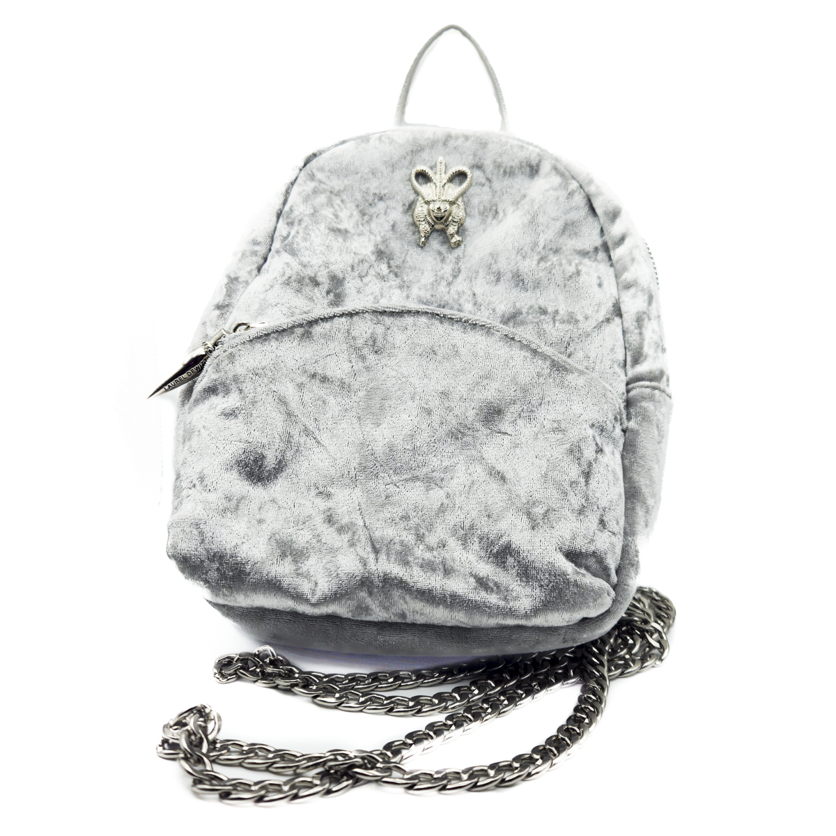 Laurel DeWitt Silver Crushed Velvet Mini Backpack