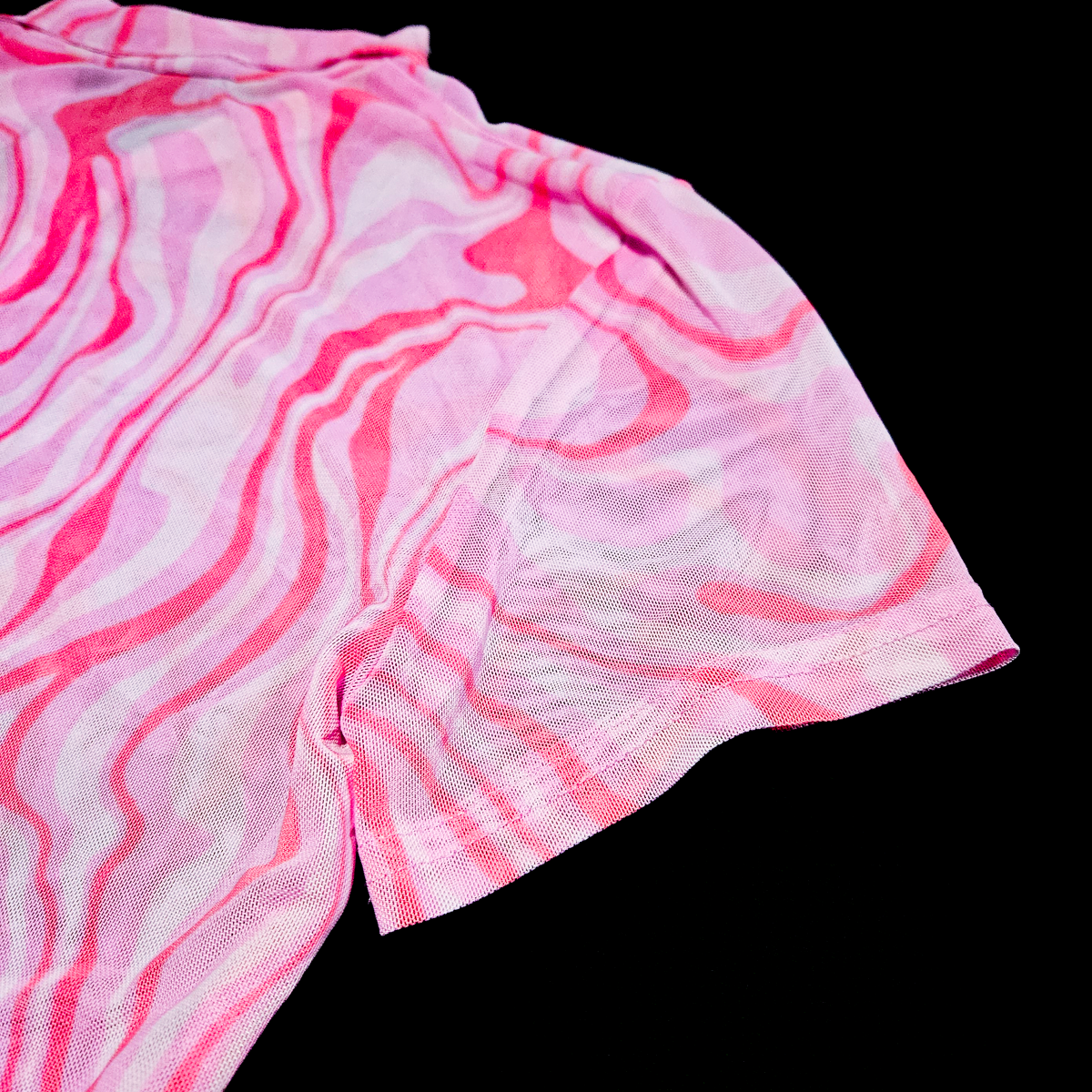 Forever 21 Pink Psychedelic Swirl Mesh Button-Up Crop Top - Size S