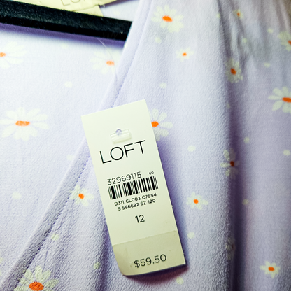 LOFT Lavendar Daisy Top NWT Size 12