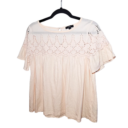J.Crew Pink Embroidered Eyelet Blouse - Size S