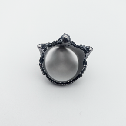 Angelic Skeleton Gothic Ring - Dark Silver - Large