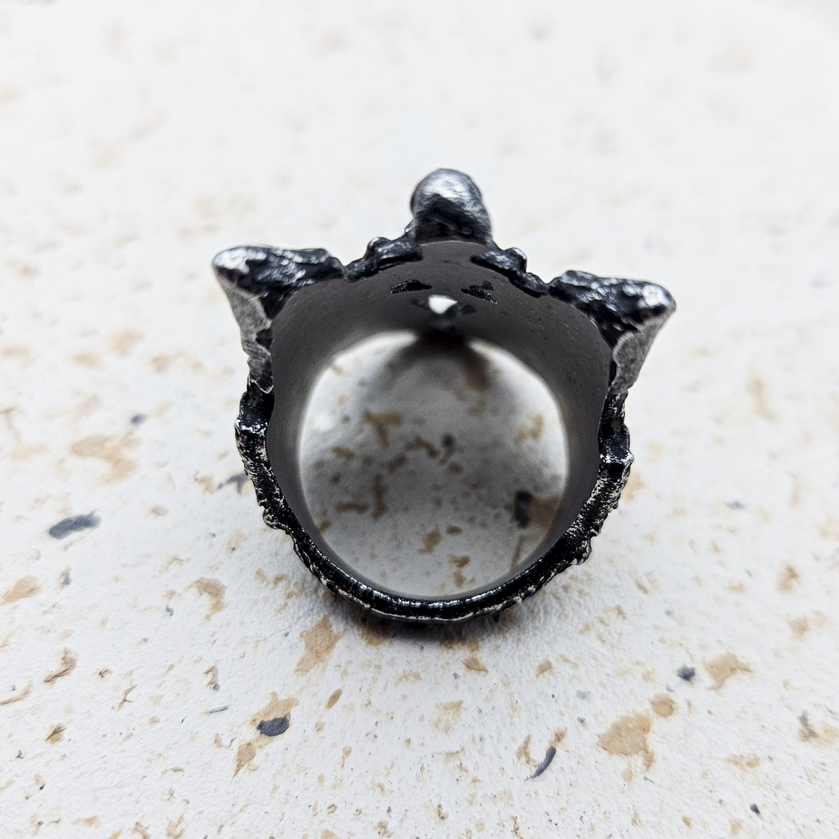 Angelic Skeleton Gothic Ring - Dark Silver - Large