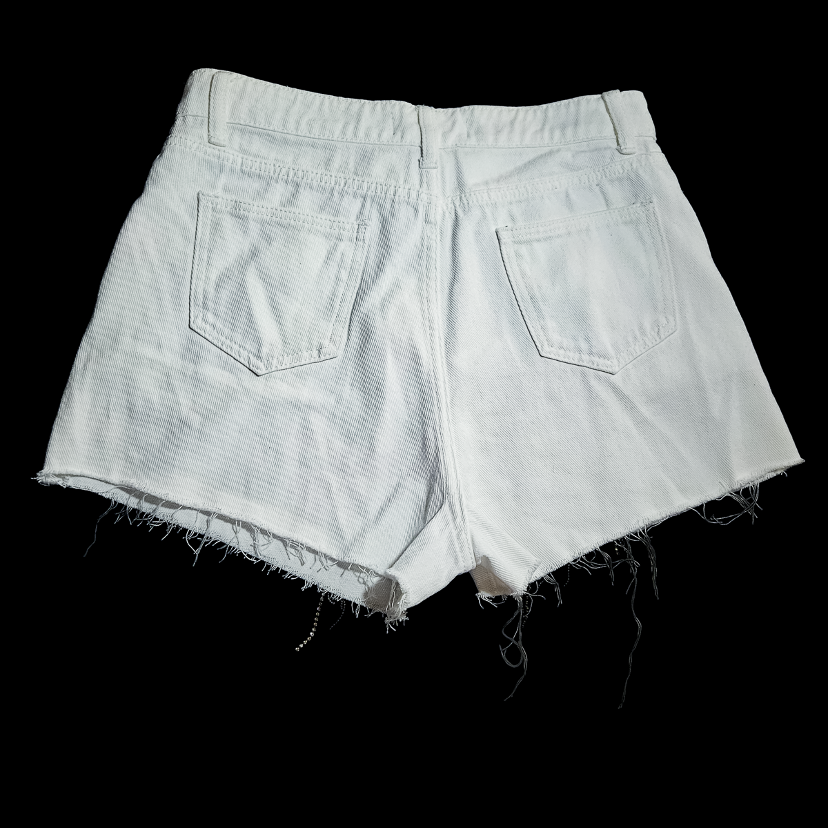 Blue B Denim Shorts with Silver Chains - Size M