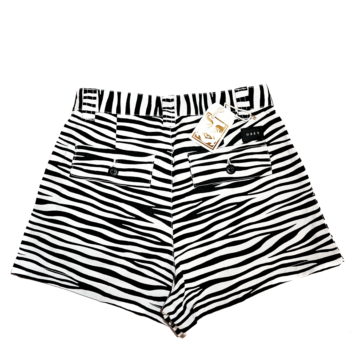 OBEY Zebra Pleated Shorts NWT - Size 26