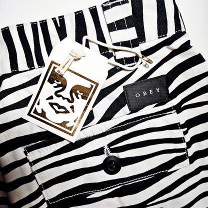 OBEY Zebra Pleated Shorts NWT - Size 26