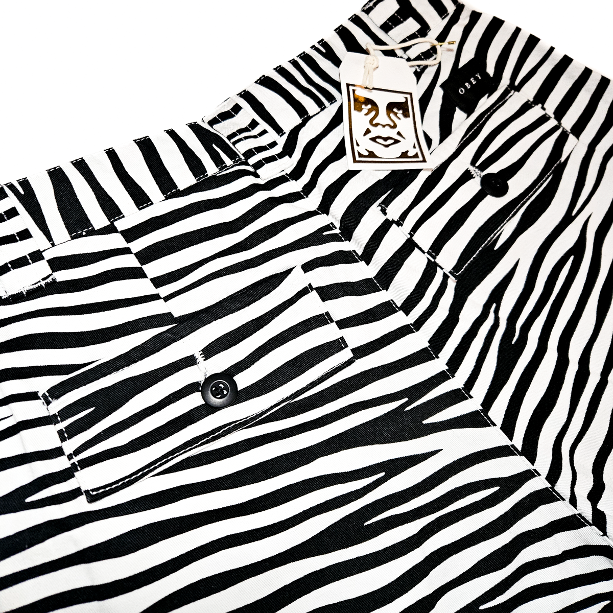 OBEY Zebra Pleated Shorts NWT - Size 26