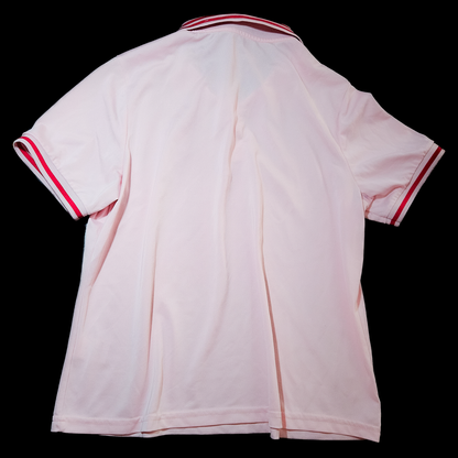 Pastel Pink Embroidered Heart Preppy Polo - Size L