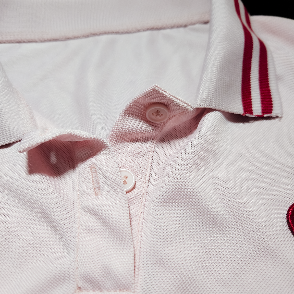 Pastel Pink Embroidered Heart Preppy Polo - Size L