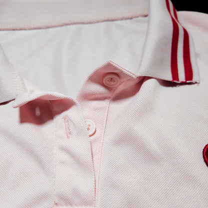 Pastel Pink Embroidered Heart Preppy Polo - Size L