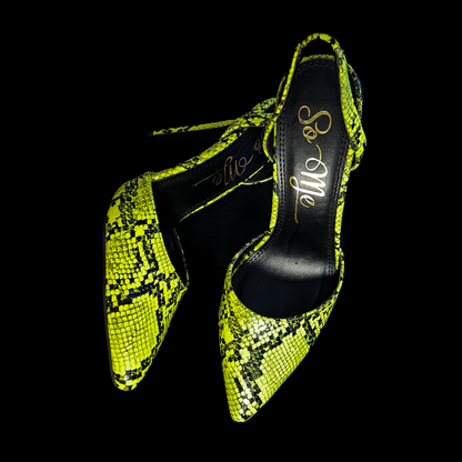So Me Neon Snakeskin Slingback Stilettos - Size 7