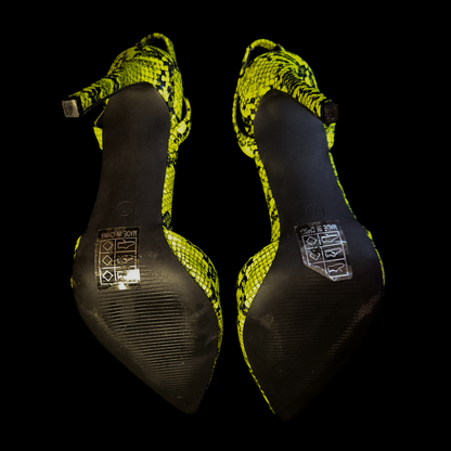 So Me Neon Snakeskin Slingback Stilettos - Size 7