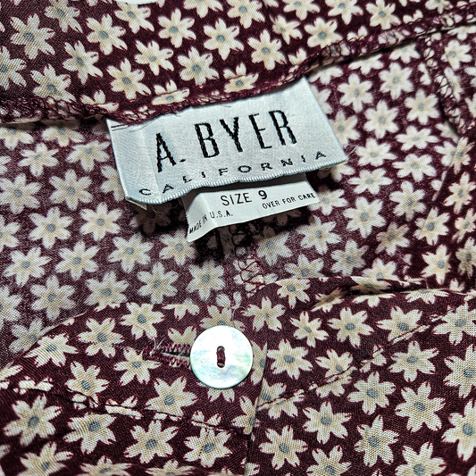 Vintage 90s A. Byer Floral Skirt with Pearl Buttons