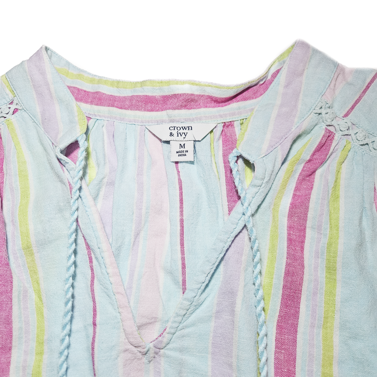 Crown & Ivy Striped Sleeveless Tassle Tank - Size M