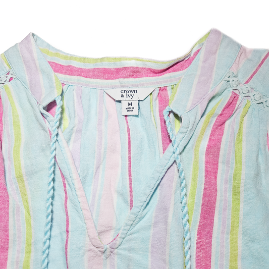 Crown & Ivy Striped Sleeveless Tassle Tank - Size M