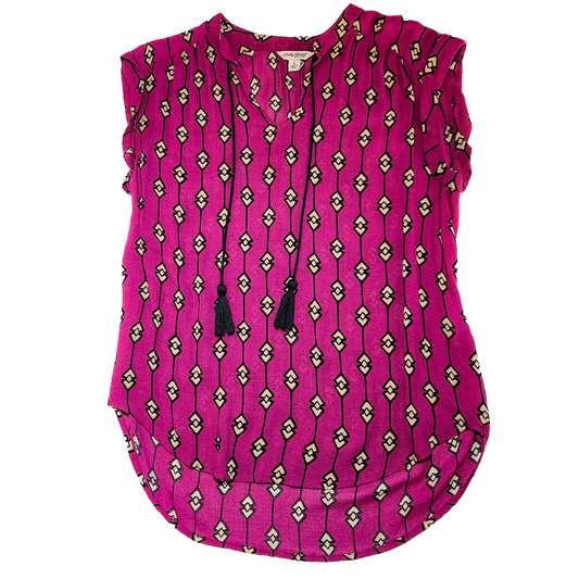 Lucky Brand Geometric Tassel Sleeveless Top - Size S