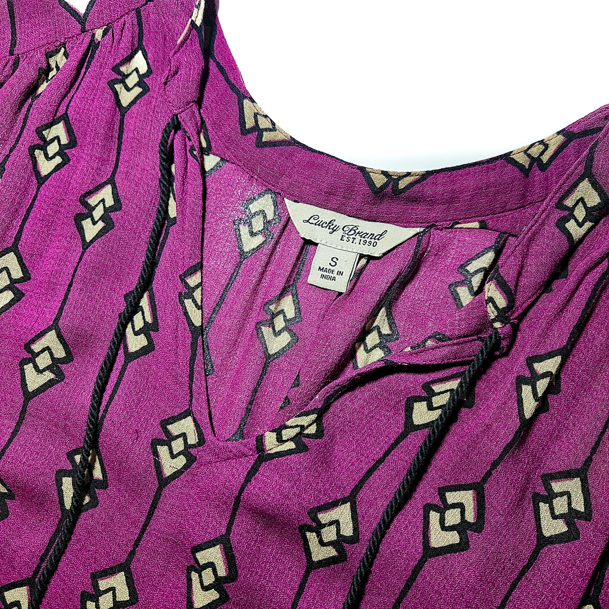 Lucky Brand Geometric Tassel Sleeveless Top - Size S