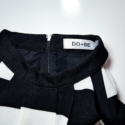 DO + BE Black and White Flare Luxe Blouse - Size L
