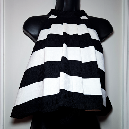 DO + BE Black and White Flare Luxe Blouse - Size L