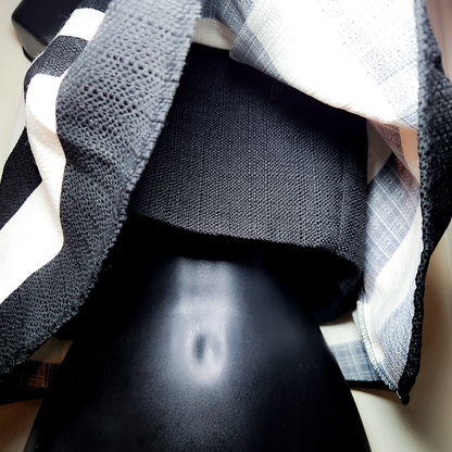 DO + BE Black and White Flare Luxe Blouse - Size L