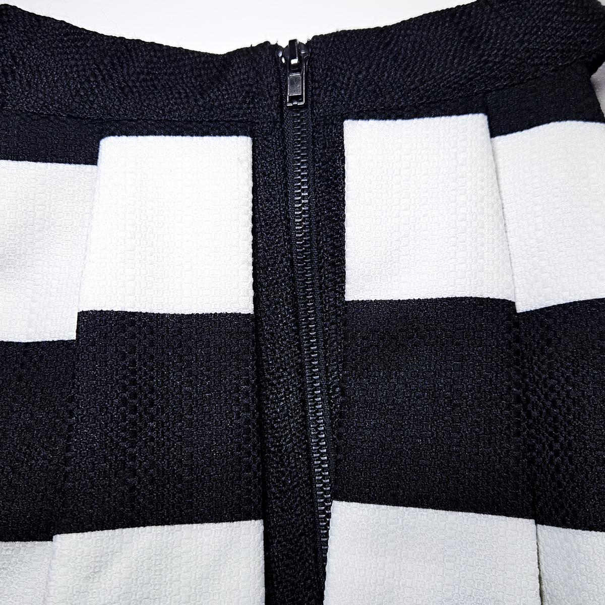 DO + BE Black and White Flare Luxe Blouse - Size L