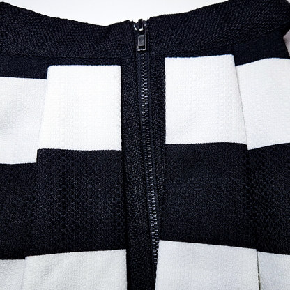 DO + BE Black and White Flare Luxe Blouse - Size L