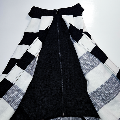 DO + BE Black and White Flare Luxe Blouse - Size L
