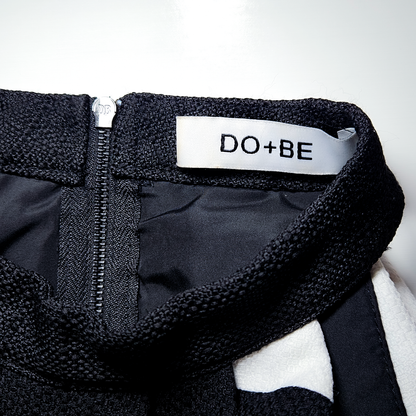 DO + BE Black and White Flare Luxe Blouse - Size L