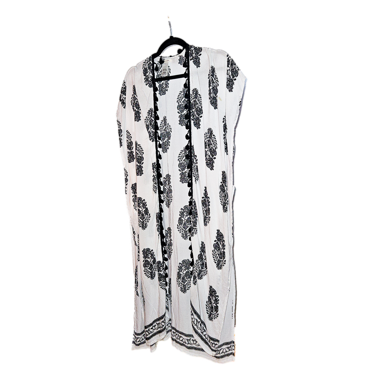 Black and White Tassled Wrap - OS