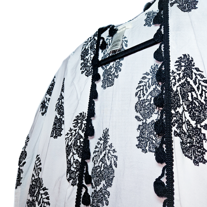 Black and White Tassled Wrap - OS