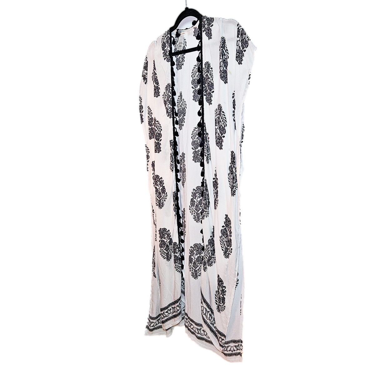 Black and White Tassled Wrap - OS