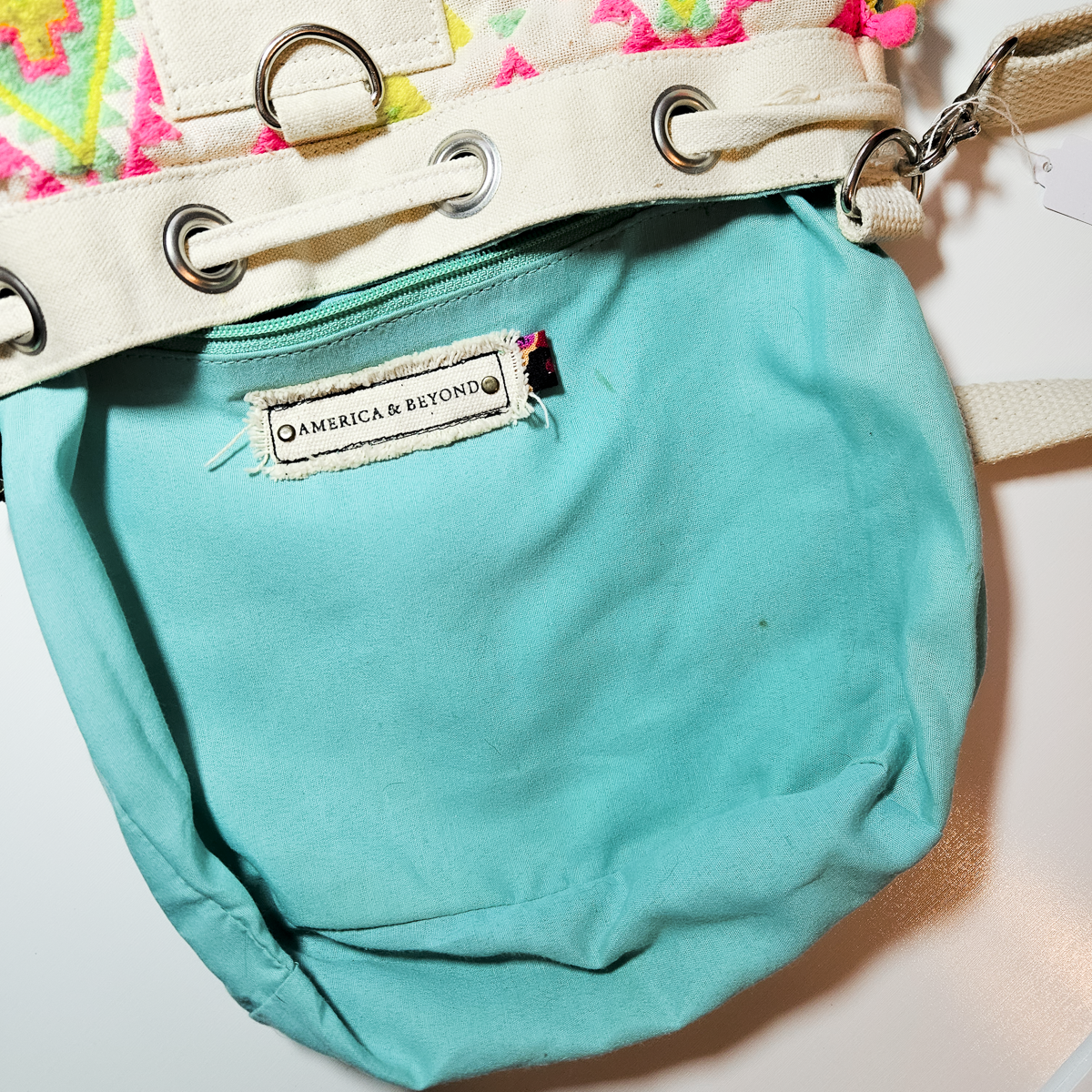America and Beyond Hand Beaded Boho Bucket Bag