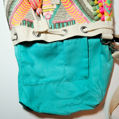 America and Beyond Hand Beaded Boho Bucket Bag