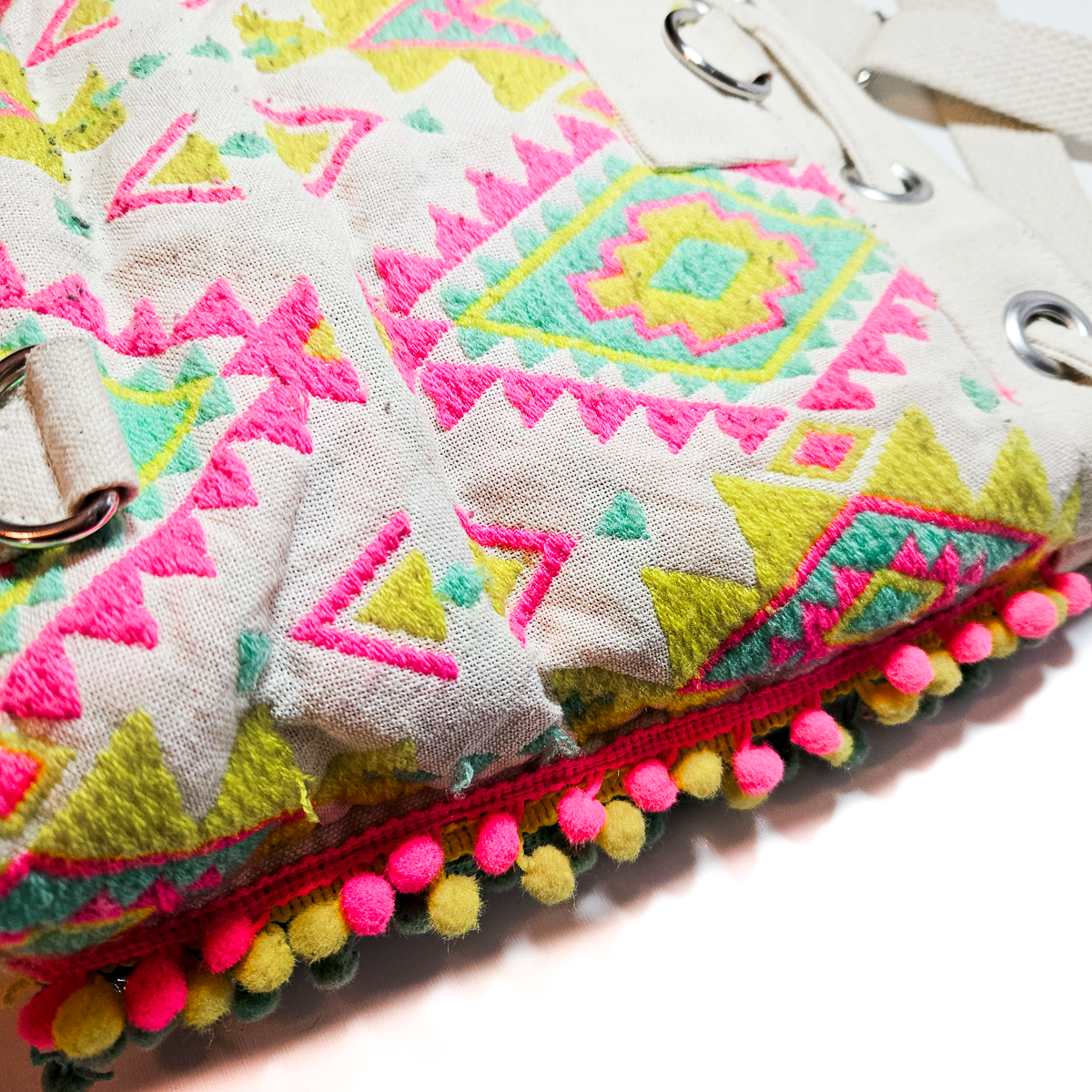 America and Beyond Hand Beaded Boho Bucket Bag