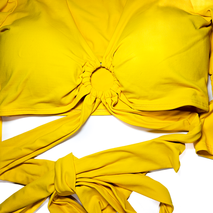 Estela Marys Yellow Tied Crop Top - Size M
