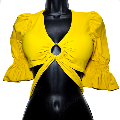 Estela Marys Yellow Tied Crop Top - Size M