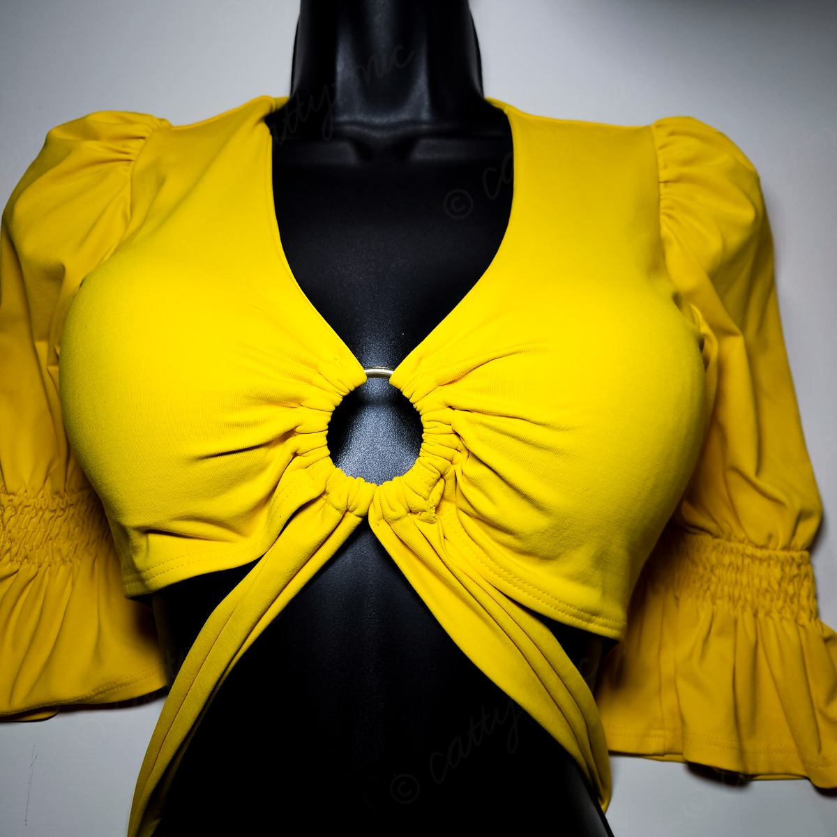 Estela Marys Yellow Tied Crop Top - Size M