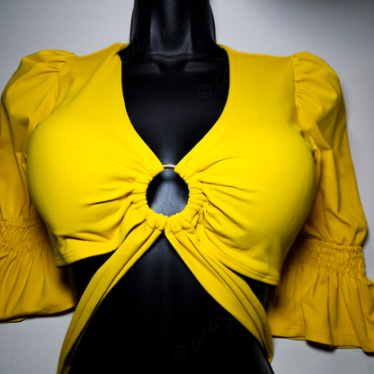 Estela Marys Yellow Tied Crop Top - Size M