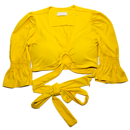 Estela Marys Yellow Tied Crop Top - Size M