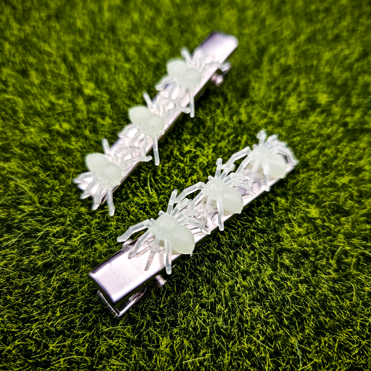 Glow in the Dark Spider Hair Clips