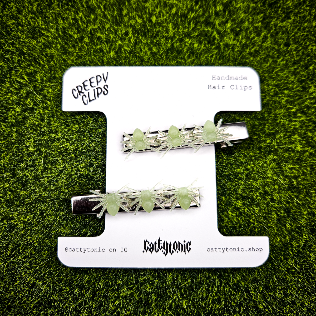 Glow in the Dark Spider Hair Clips