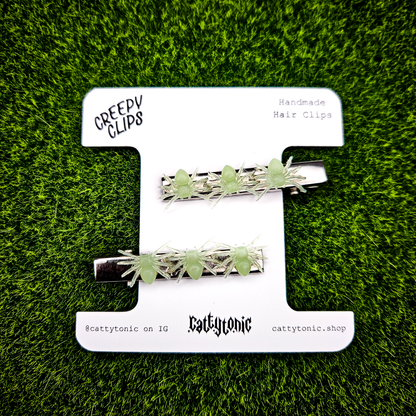 Glow in the Dark Spider Hair Clips