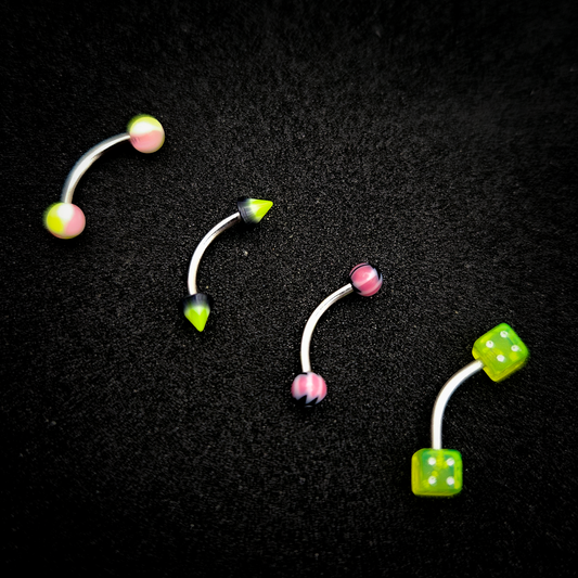 Body Jewelry - Mixed Packs of Stainless Steel 16g Curved and Straight Barbells