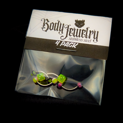 Body Jewelry - Mixed Packs of Stainless Steel 16g Curved and Straight Barbells