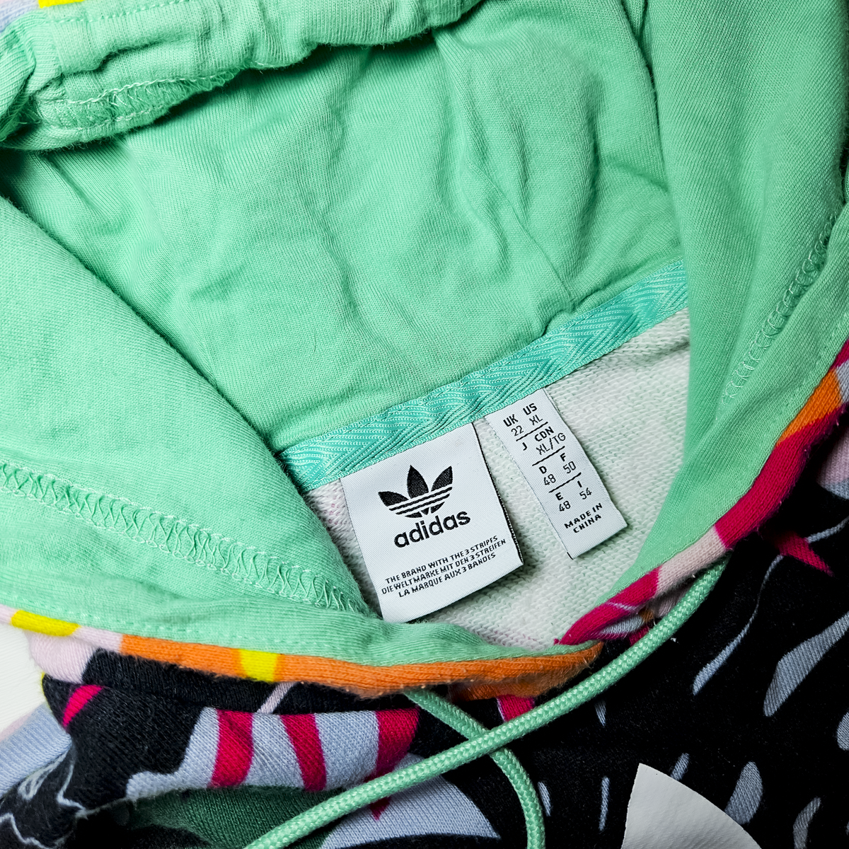Adidas Originals x FARM Rio Tropical Monstera Cropped Hoodie Trefoil Logo Pullover - Size XL
