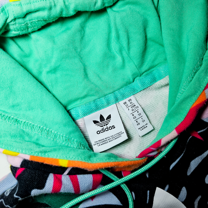 Adidas Originals x FARM Rio Tropical Monstera Cropped Hoodie Trefoil Logo Pullover - Size XL