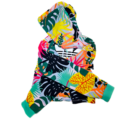 Adidas Originals x FARM Rio Tropical Monstera Cropped Hoodie Trefoil Logo Pullover - Size XL